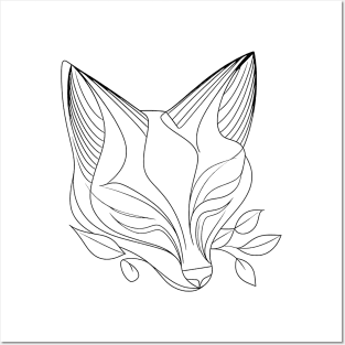 Minimalistic lines fox Posters and Art